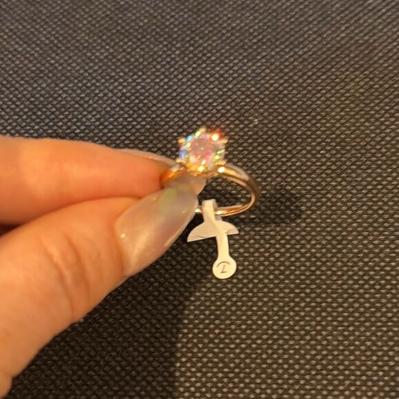 14K Gold Plated RoseGold Diamond Iridescent Ring - Picture 7 of 8